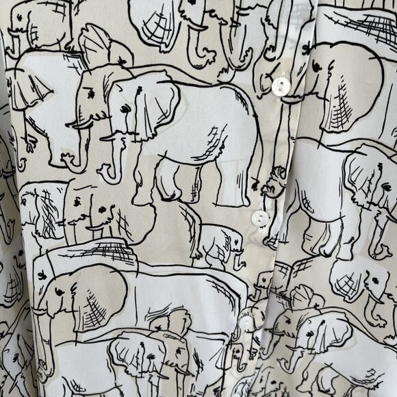 Zara Women XL Blouse Shirt Elephant Print Buttons Flowy Side Slits NWOT - Picture 8 of 8